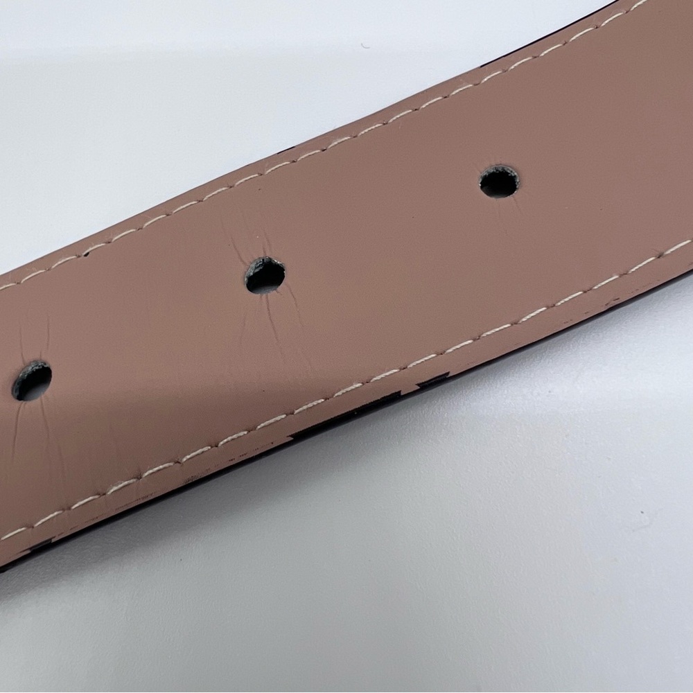 Coach Black & Blush Reversible Leather Belt with Floral Buckle- 40” - Picture 7 of 16
